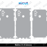Realme C3 3 cameras Skin Template Vector