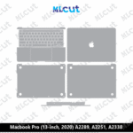 Macbook Pro (13-inch, 2020) A2289, A2251, A2338 Skin Template Vector